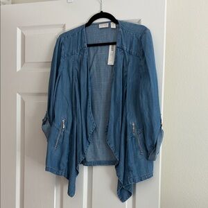 Chico's Light Blue Open Front Jean Jacket